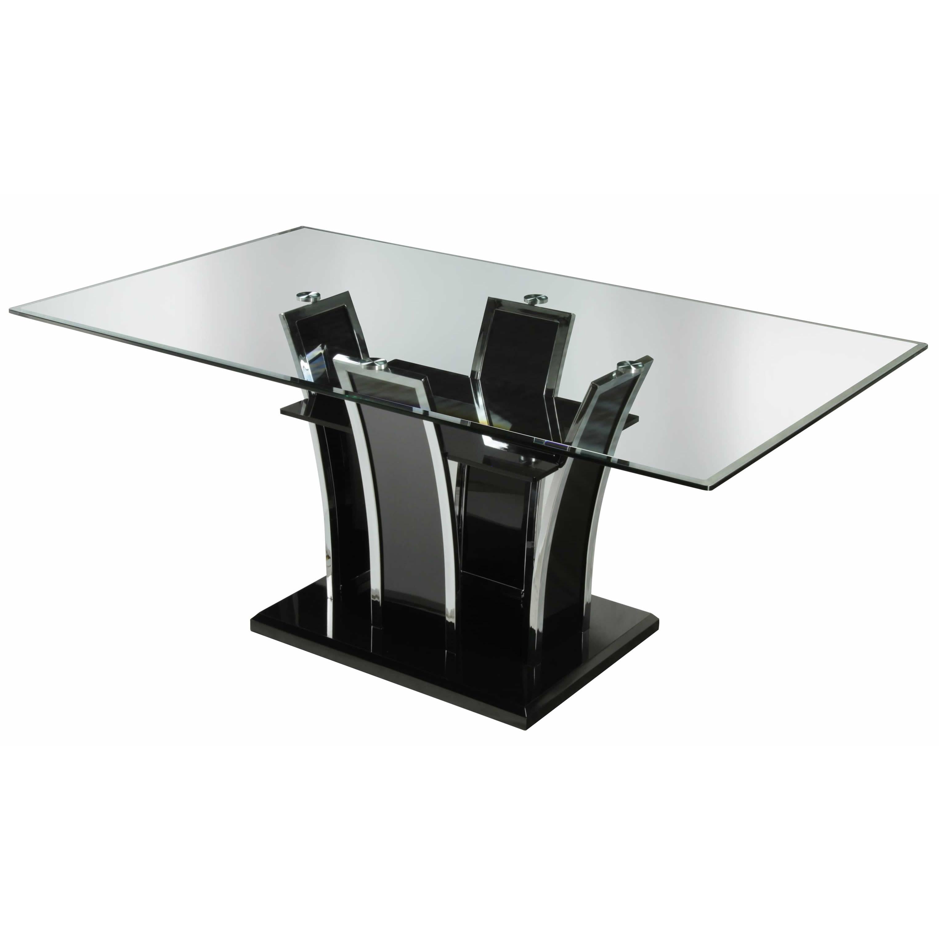 Furniture of America Glenview Dining Table with Glass Top and Pedestal Base CM8372BK-T-TABLE IMAGE 1